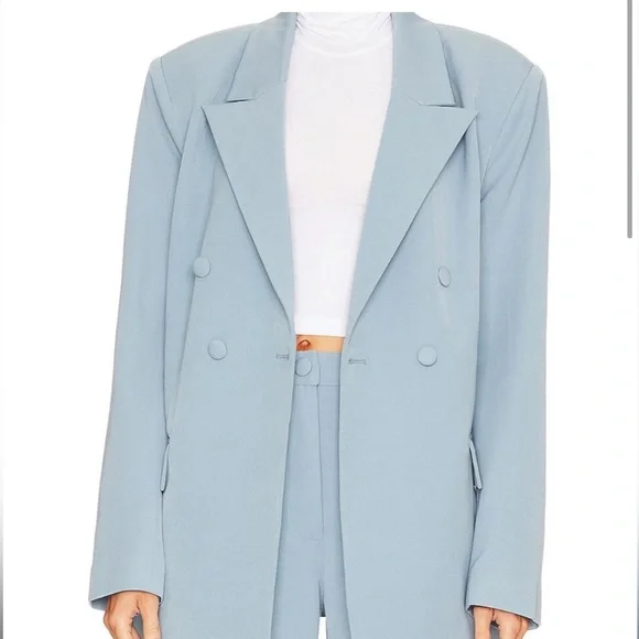 NWT- WeWoreWhat x Revolve Double Breasted Blazer Suiting Twill Storm - Picture 2 of 13